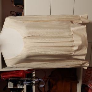 Arden B sheer sleeve metallic top
